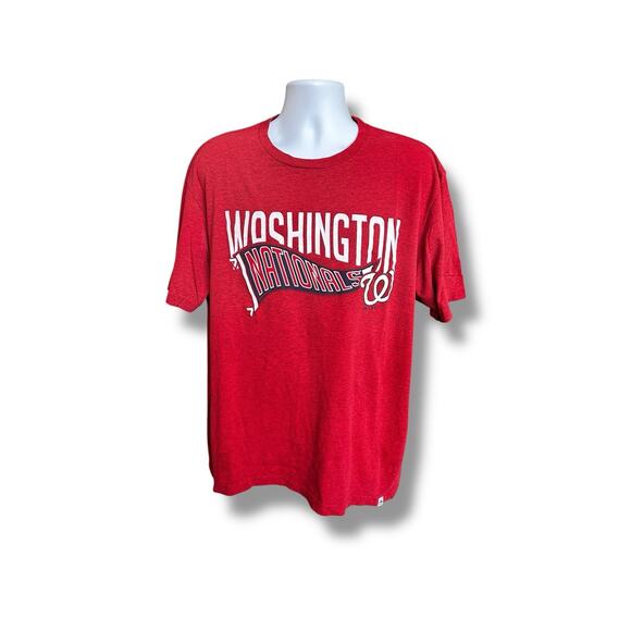 Majestic Red Heather Short Sleeve Washington Nationals Curly W Penant T-shirt XL - Picture 1 of 5